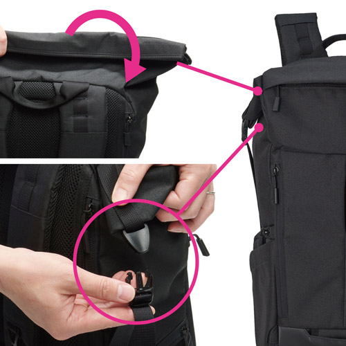 Hakuba Plusshell City 04 Rolltop 背包黑色