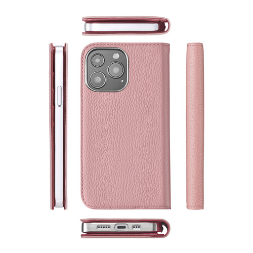 ハクバ Fineseed（ファインシード）iPhone 13 Pro用本革ケース ピンク