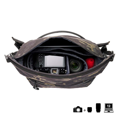 LUXXe（ラグゼ） フィールド ロールトップショルダーバッグ 11 カメラバッグ ブラックカモ