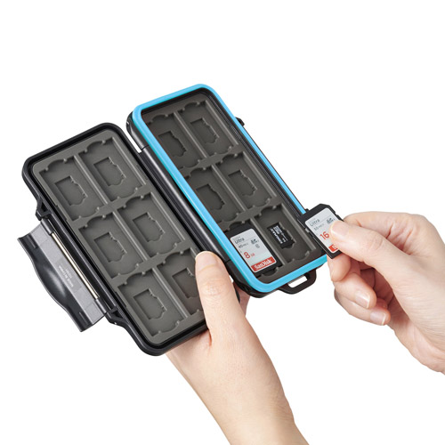 Hakuba 硬存儲卡盒 SD12（用於 SD/microSD 卡）藍色