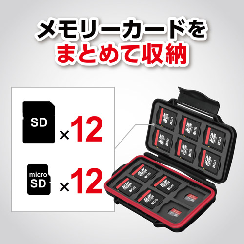 ハクバ ハードメモリーカードケース SD12（SD/microSDカード用）レッド