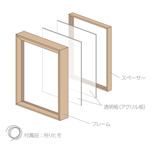 ハクバ フローティングフォトフレーム Feliz（フェリス） 156×206mm L／KG／ハガキ／2L／カビネ サイズ ナチュラル