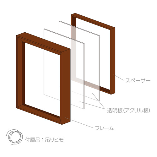 ハクバ フローティングフォトフレーム Feliz（フェリス） 156×206mm L／KG／ハガキ／2L／カビネ サイズ ブラウン