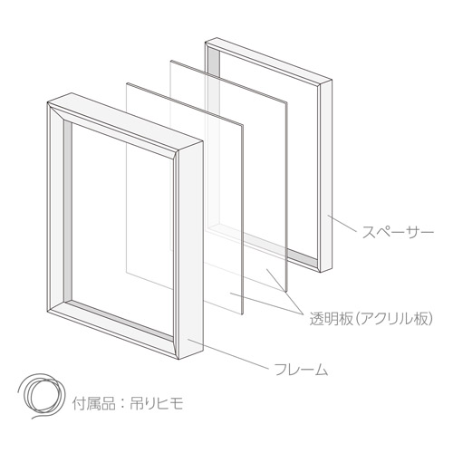 ハクバ フローティングフォトフレーム Feliz（フェリス） 156×206mm L／KG／ハガキ／2L／カビネ サイズ ホワイト