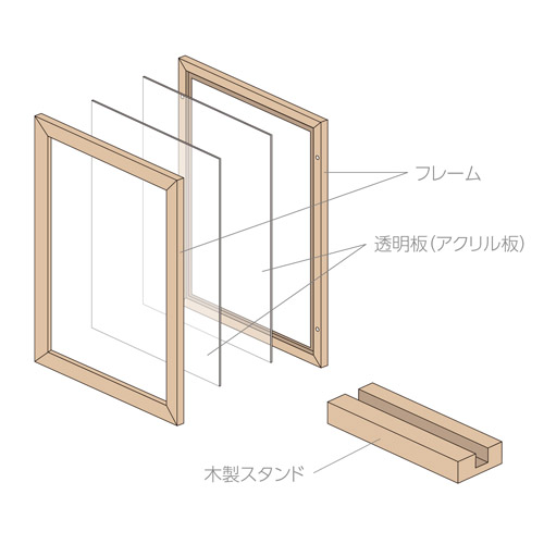 ハクバ フローティングフォトフレーム Cielo（シエロ）160×232mm L／KG（ハガキ）／2L（カビネ）サイズ ナチュラル