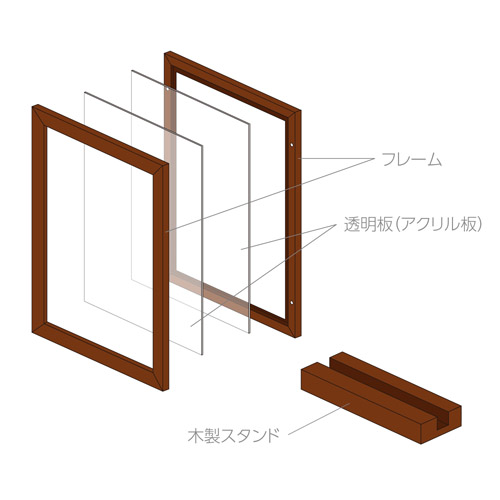 ハクバ フローティングフォトフレーム Cielo（シエロ）160×232mm L／KG（ハガキ）／2L（カビネ）サイズ ブラウン