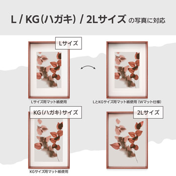 3サイズ（L／KG（ハガキ）／2Lサイズ）の写真に対応