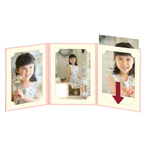 ハクバ 写真台紙 ランス ドゥ Lサイズ 3面 タテ ピンク