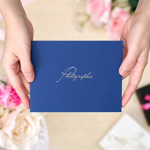 ハクバ フォトメッセージカード ランス グラース Lサイズ 2面 ヨコ ネイビー