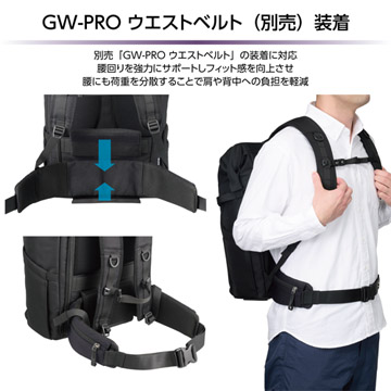 別売「GW-PRO ウエストベルト」の装着に対応