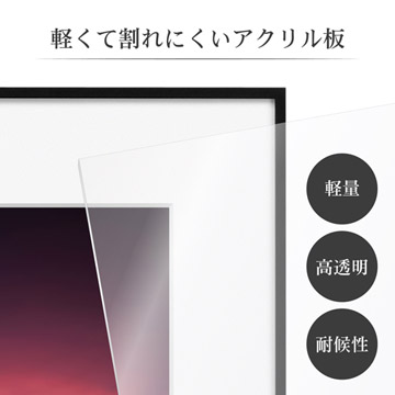 前面板に軽くて割れにくい高透明アクリル板を採用