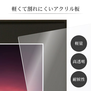 前面板に軽くて割れにくい高透明アクリル板を採用