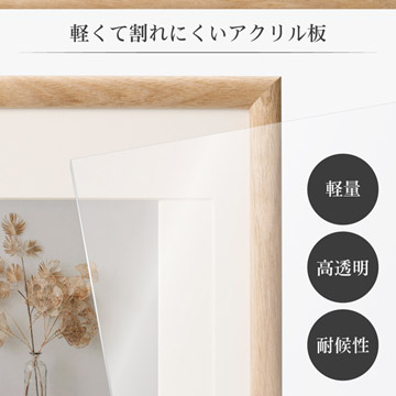 軽くて割れにくい高透明アクリル板を採用