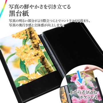 写真の鮮やかさを引き立てる黒台紙
