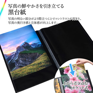 写真の鮮やかさを引き立てる黒台紙