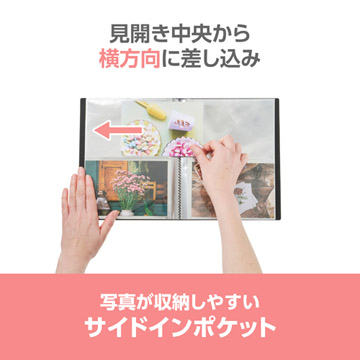 写真が収納しやすいサイドインポケット