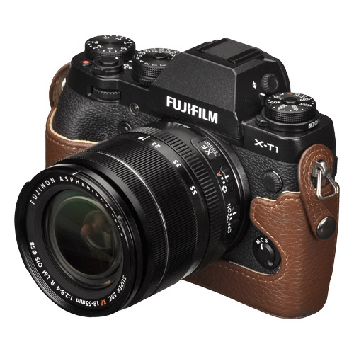 ハクバ FUJIFILM X-T1専用 本革ボディケース　ブラウン