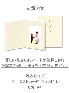 人気1位　コスパ高の人気写真台紙。サイズも6切、4切に対応しています。対応サイズ2L（カビネ）6切 4切