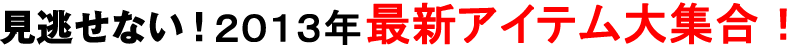 見逃せない！ 2013年最新アイテム大集合！