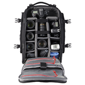 GW-PRO RED バックパック フェイスゲート ローラー カメラバッグ 収納例